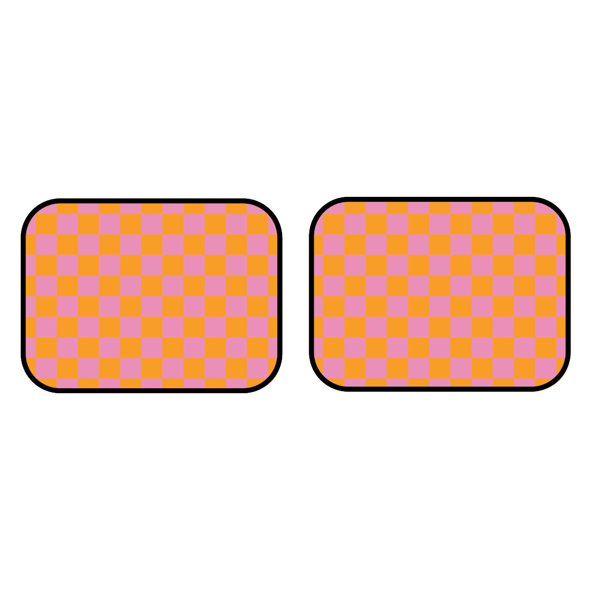 Pink & Orange Checkered Car Mats - Set of 2 - Rear
