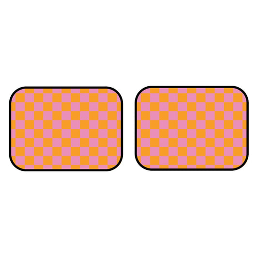 Pink & Orange Checkered Car Mats - Set of 2 - Rear