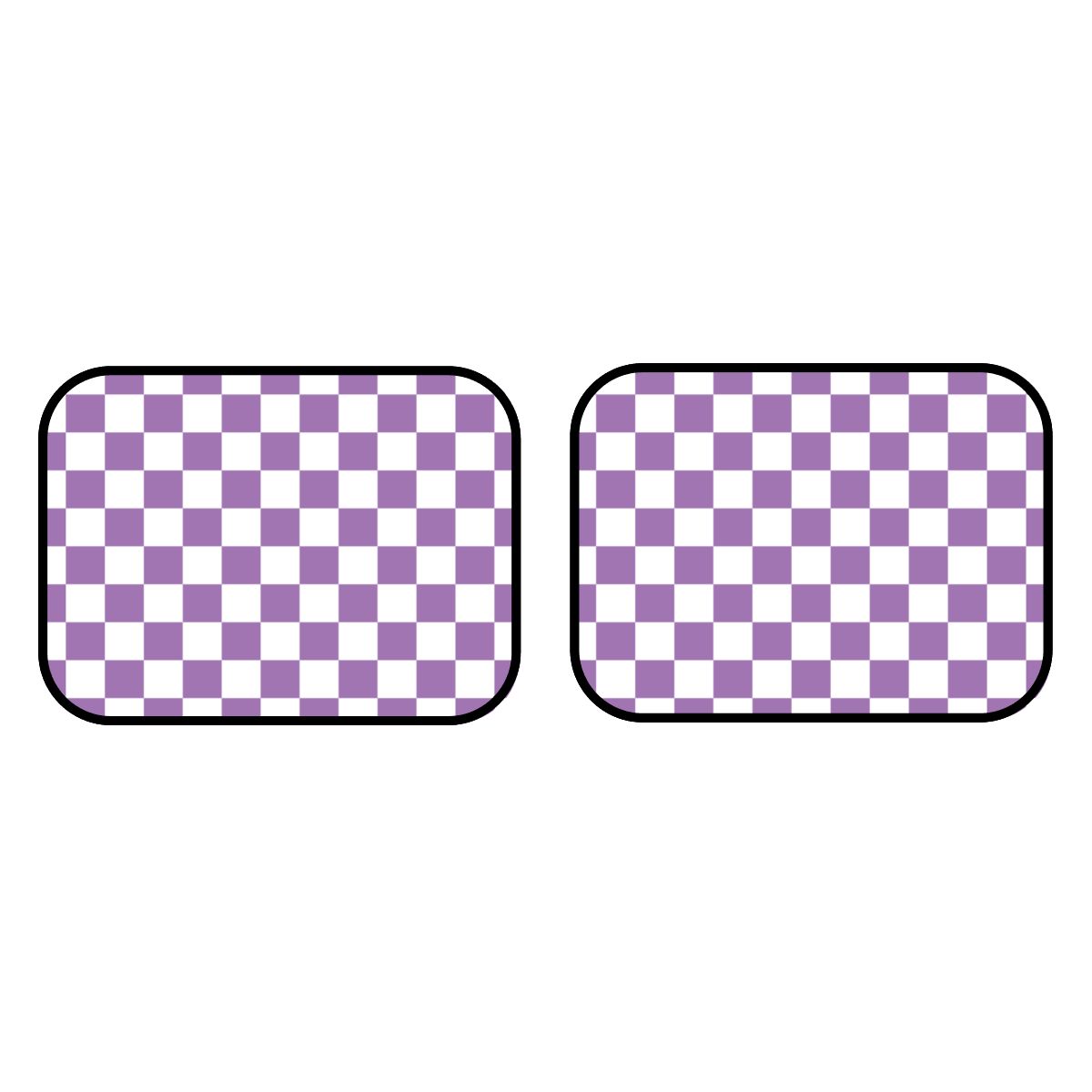 White & Purple Checkered Car Mats - Set of 2 - Rear