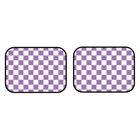 White & Purple Checkered Car Mats - Set of 2 - Rear