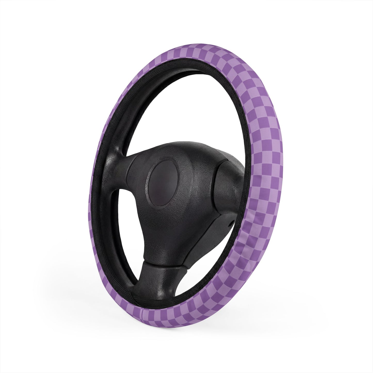 Purple Checkered Steering Wheel Cover