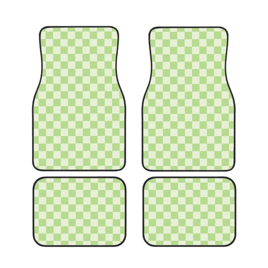 Green Checkered Car Mats - Set of 4