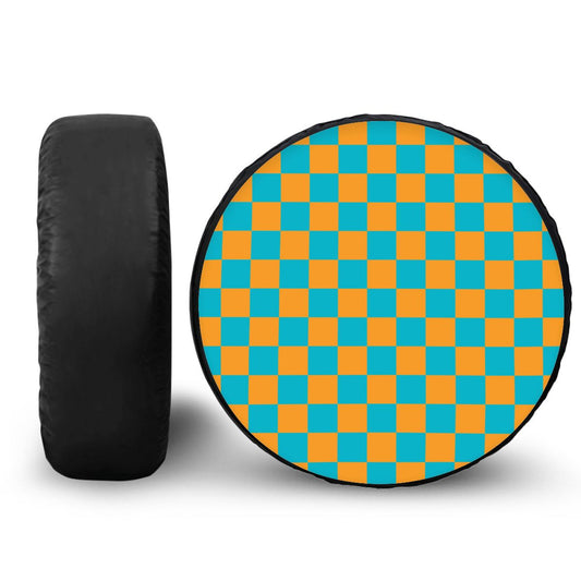 Blue & Orange Checkered Spare Tire Cover