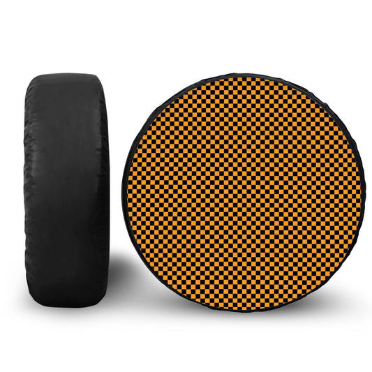 Black & Orange Mini Checkered Spare Tire Cover