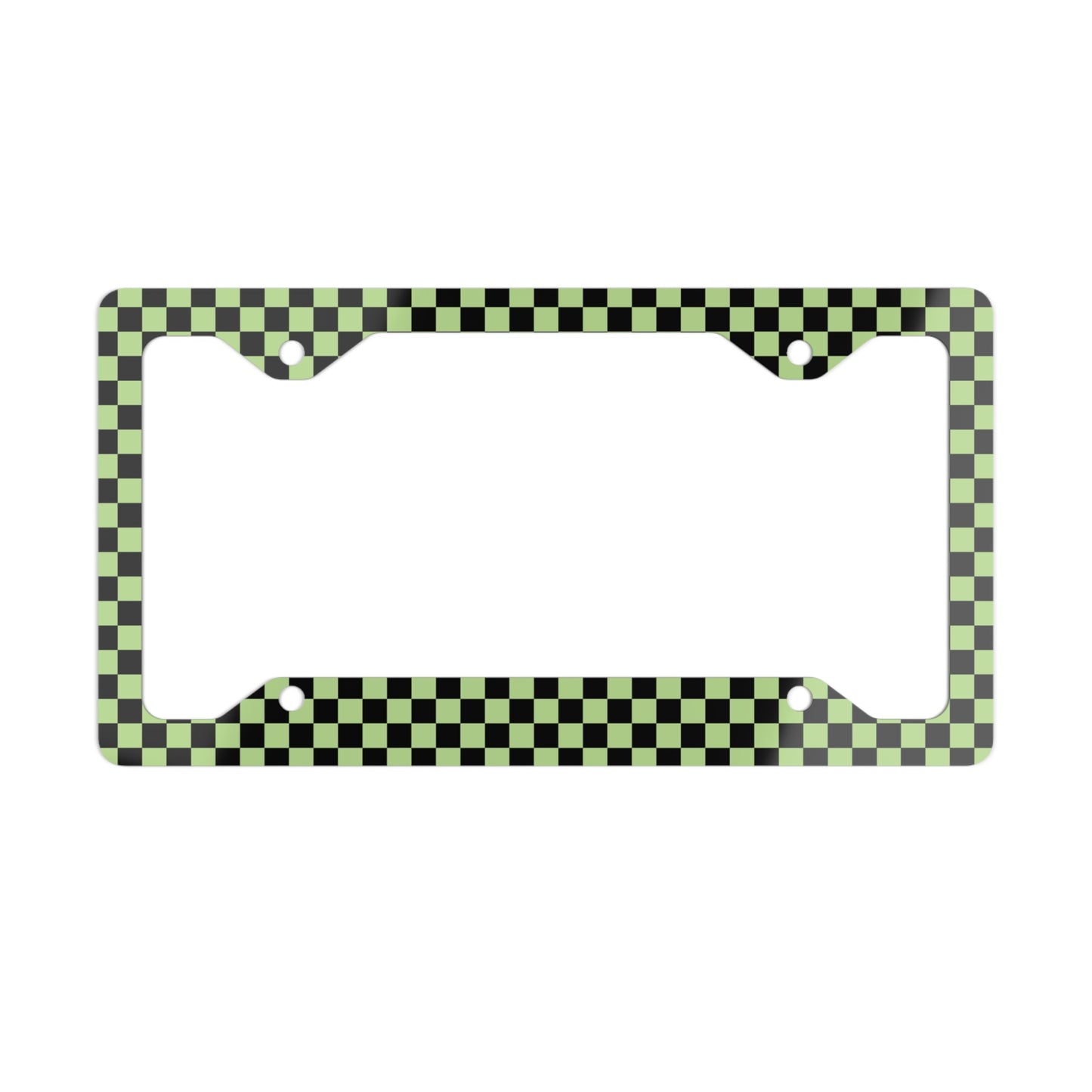 Black & Green Checkered Metal License Plate Frame
