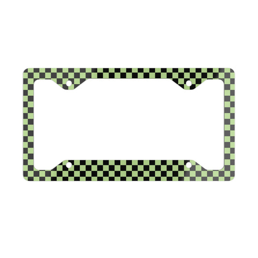 Black & Green Checkered Metal License Plate Frame