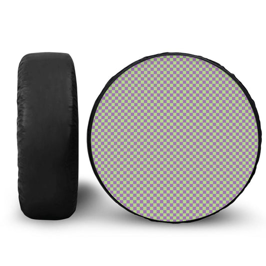Purple & Green Mini Checkered Spare Tire Cover