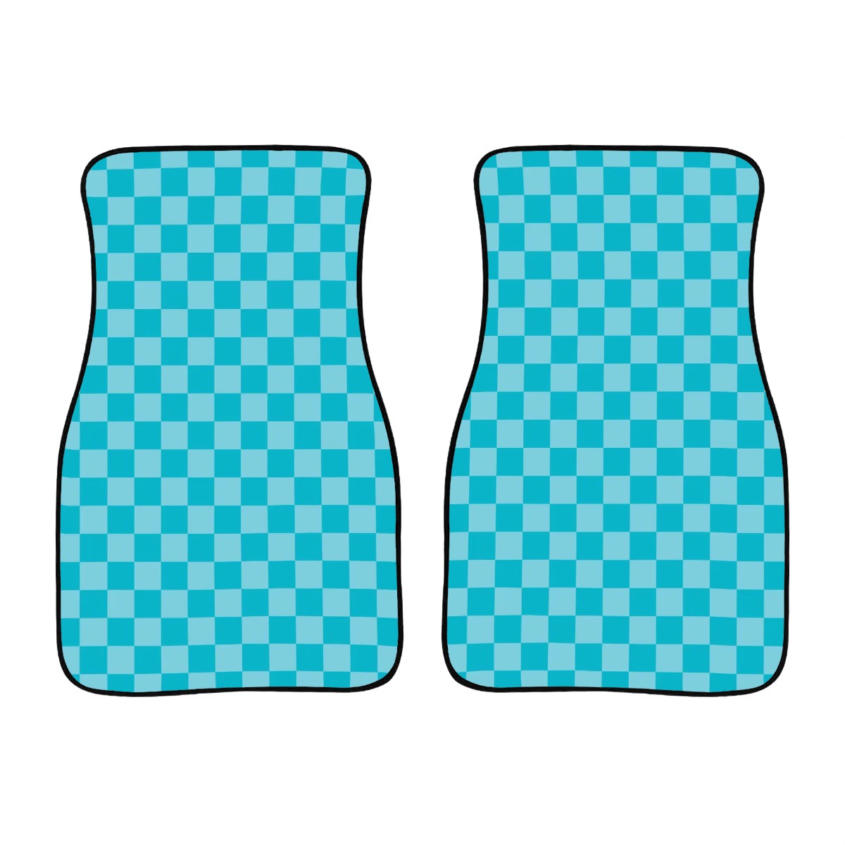 Blue Checkered Car Mats - Set of 2 - Front