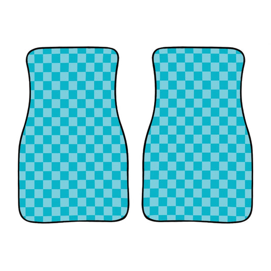 Blue Checkered Car Mats - Set of 2 - Front
