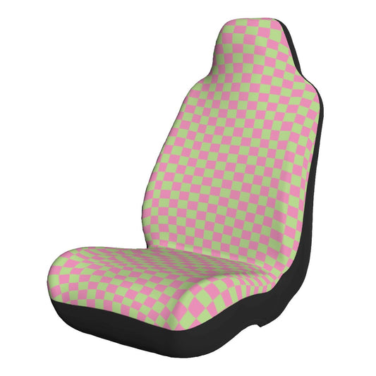 Pink & Green Checkered Car Seat Covers - Set of 2