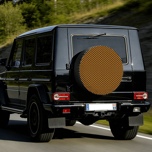 Black & Orange Mini Checkered Spare Tire Cover