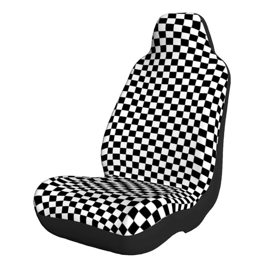 Black & White Checkered Car Seat Covers - Set of 2