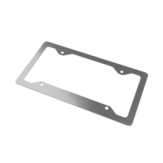 White & Orange Checkered Metal License Plate Frame