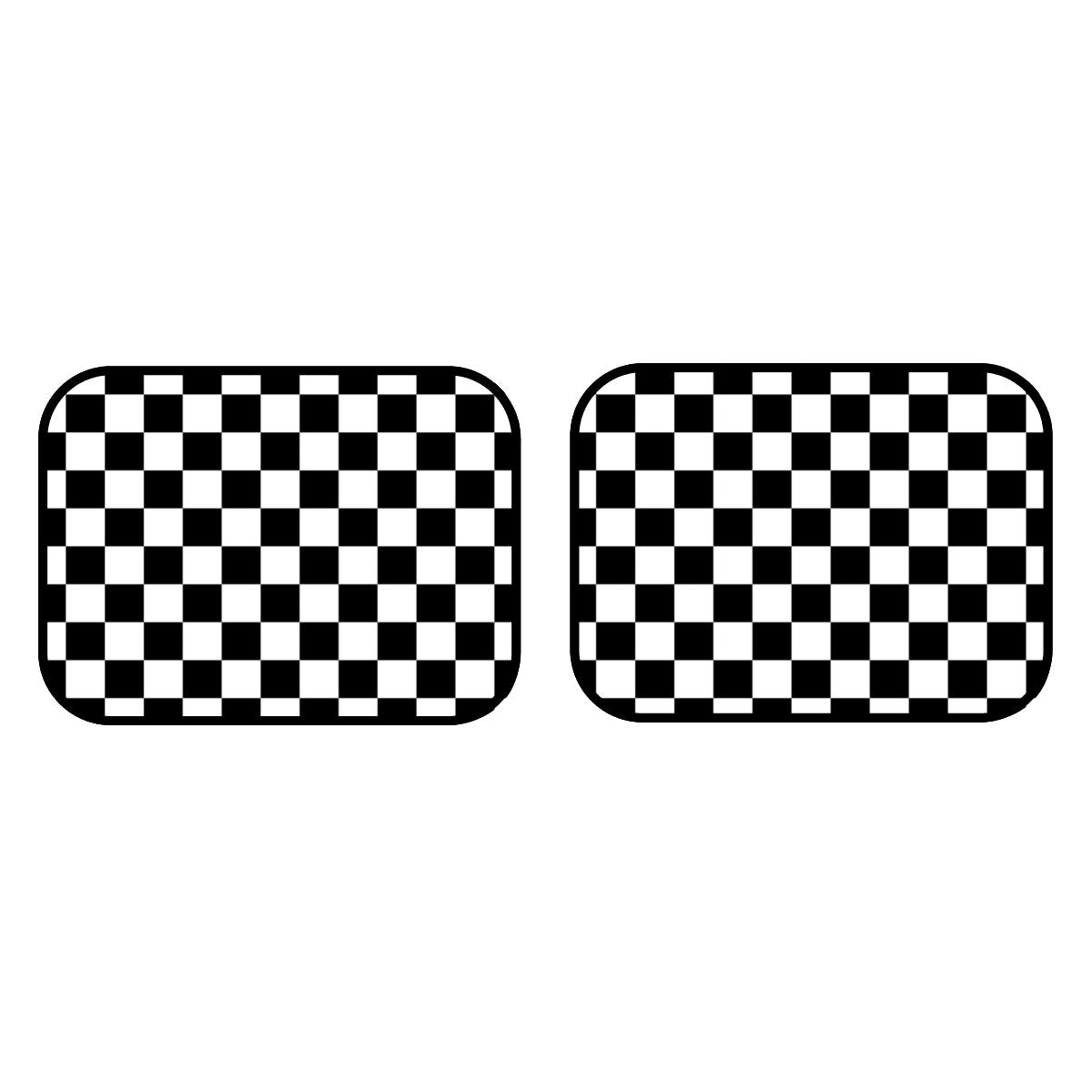 Black & White Checkered Car Mats - Set of 2 - Rear