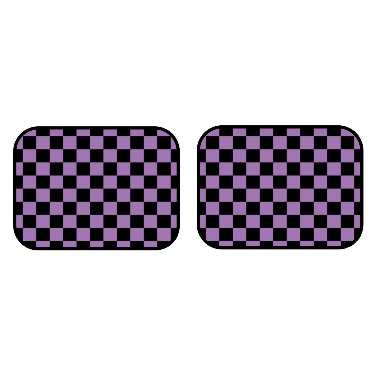 Black & Purple Checkered Car Mats - Set of 2 - Rear