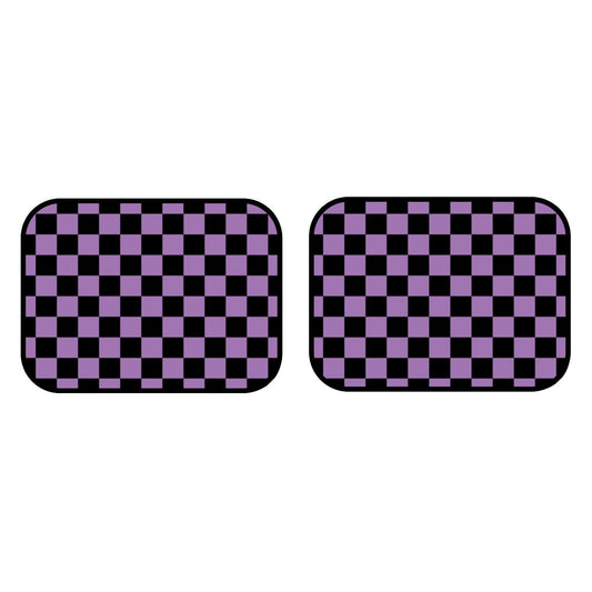 Black & Purple Checkered Car Mats - Set of 2 - Rear