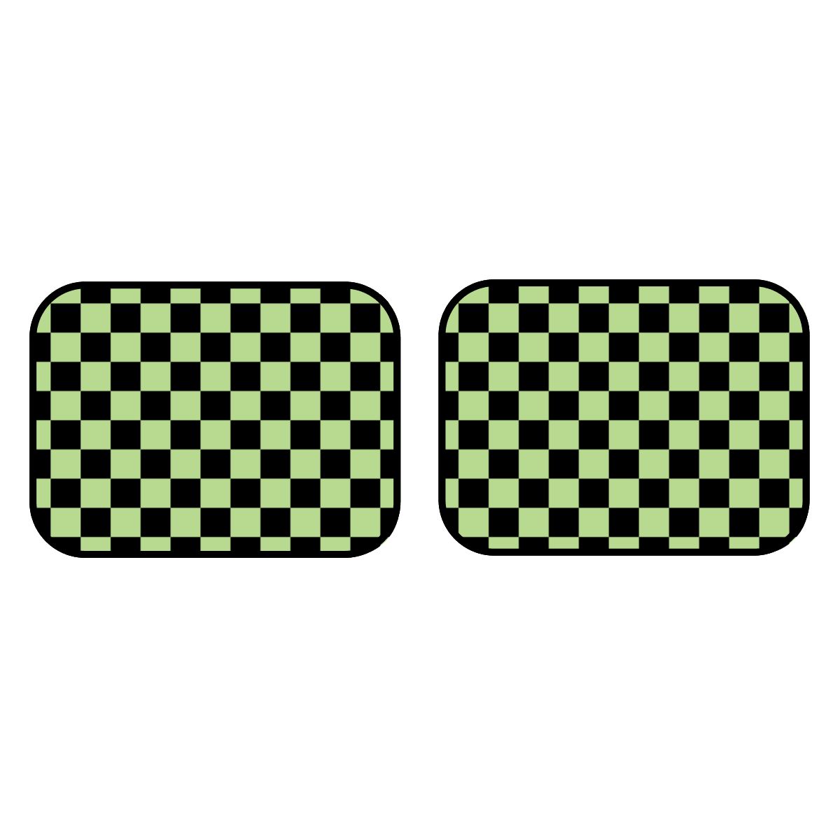 Black & Green Checkered Car Mats - Set of 2 - Rear