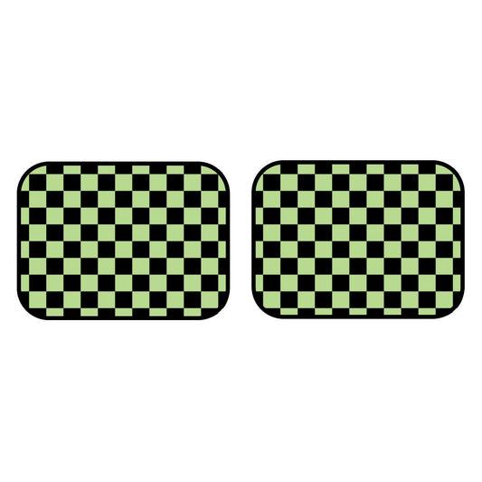 Black & Green Checkered Car Mats - Set of 2 - Rear