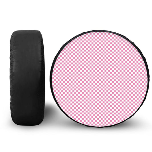 White & Pink Mini Checkered Spare Tire Cover