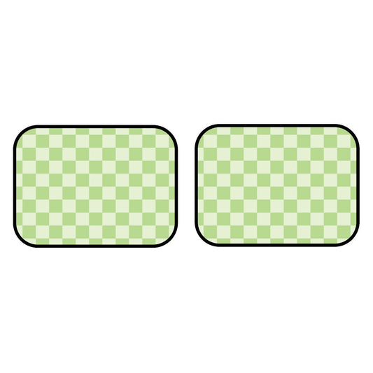 Green Checkered Car Mats - Set of 2 - Rear