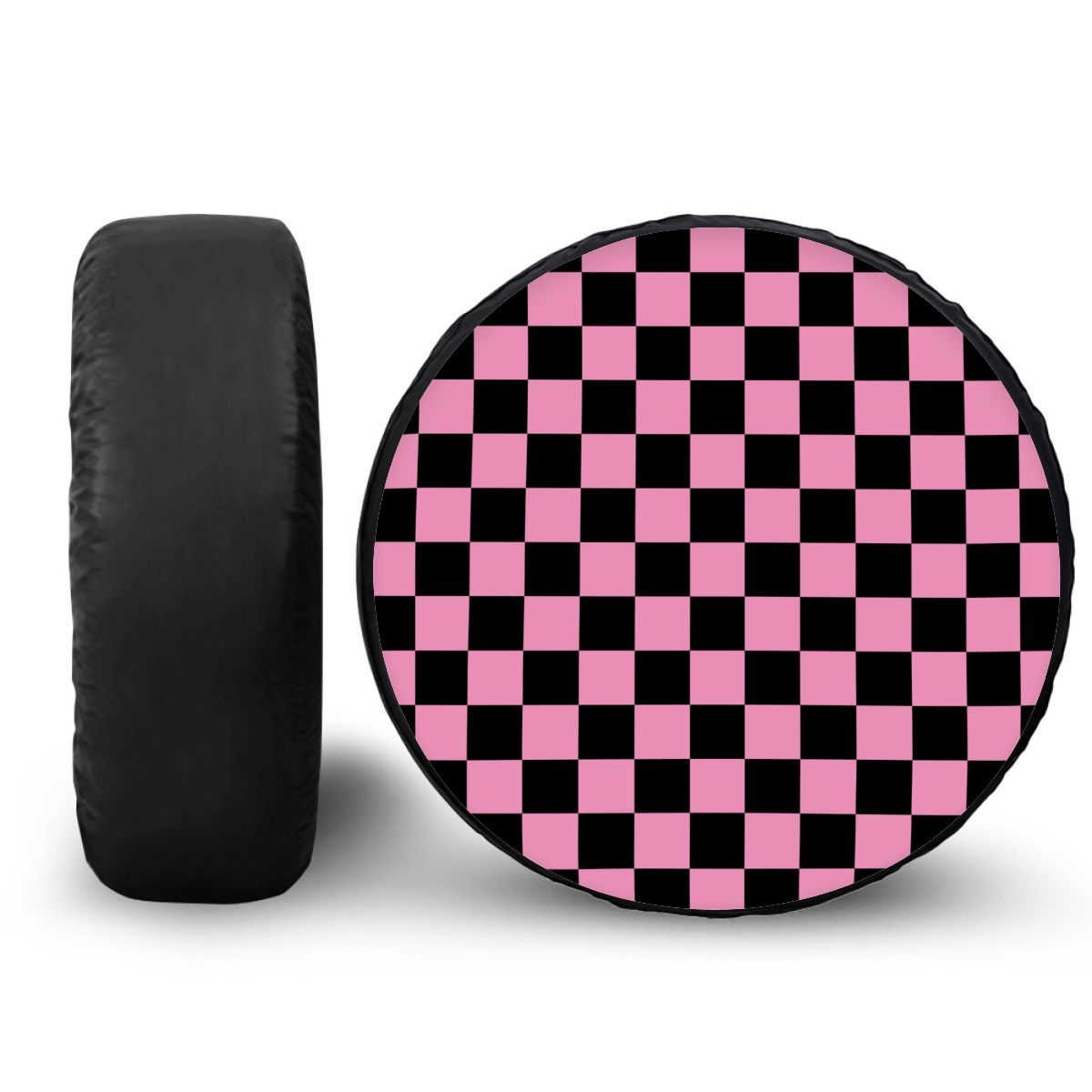 Black & Pink Checkered Spare Tire Cover