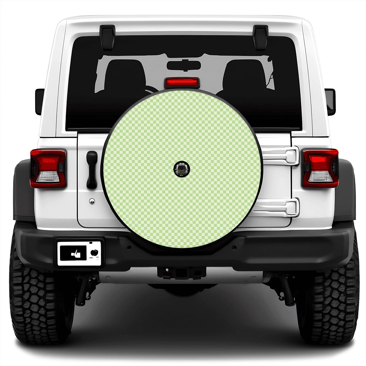 Green Mini Checkered Spare Tire Cover with Camera Hole