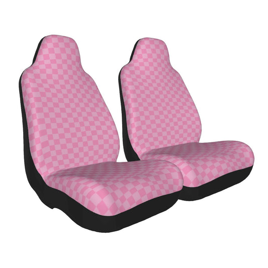 Pink Checkered Car Seat Covers - Set of 2