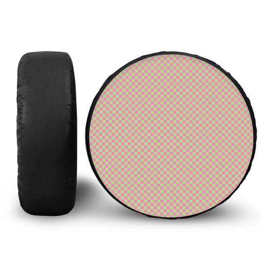 Pink & Green Mini Checkered Spare Tire Cover