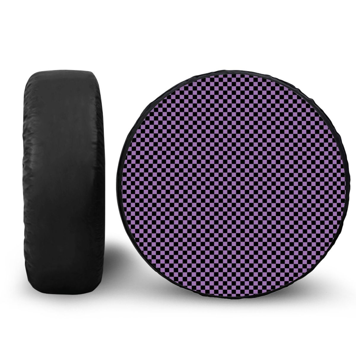 Black & Purple Mini Checkered Spare Tire Cover
