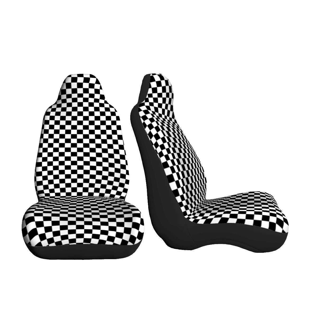 Black & White Checkered Car Seat Covers - Set of 2