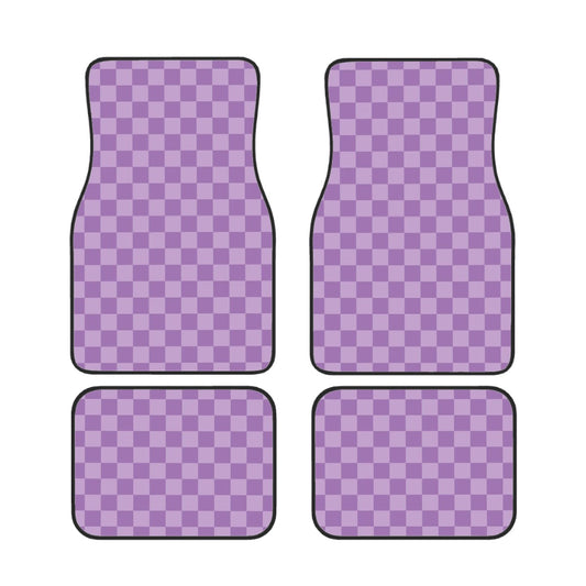 Purple Checkered Car Mats - Set of 4