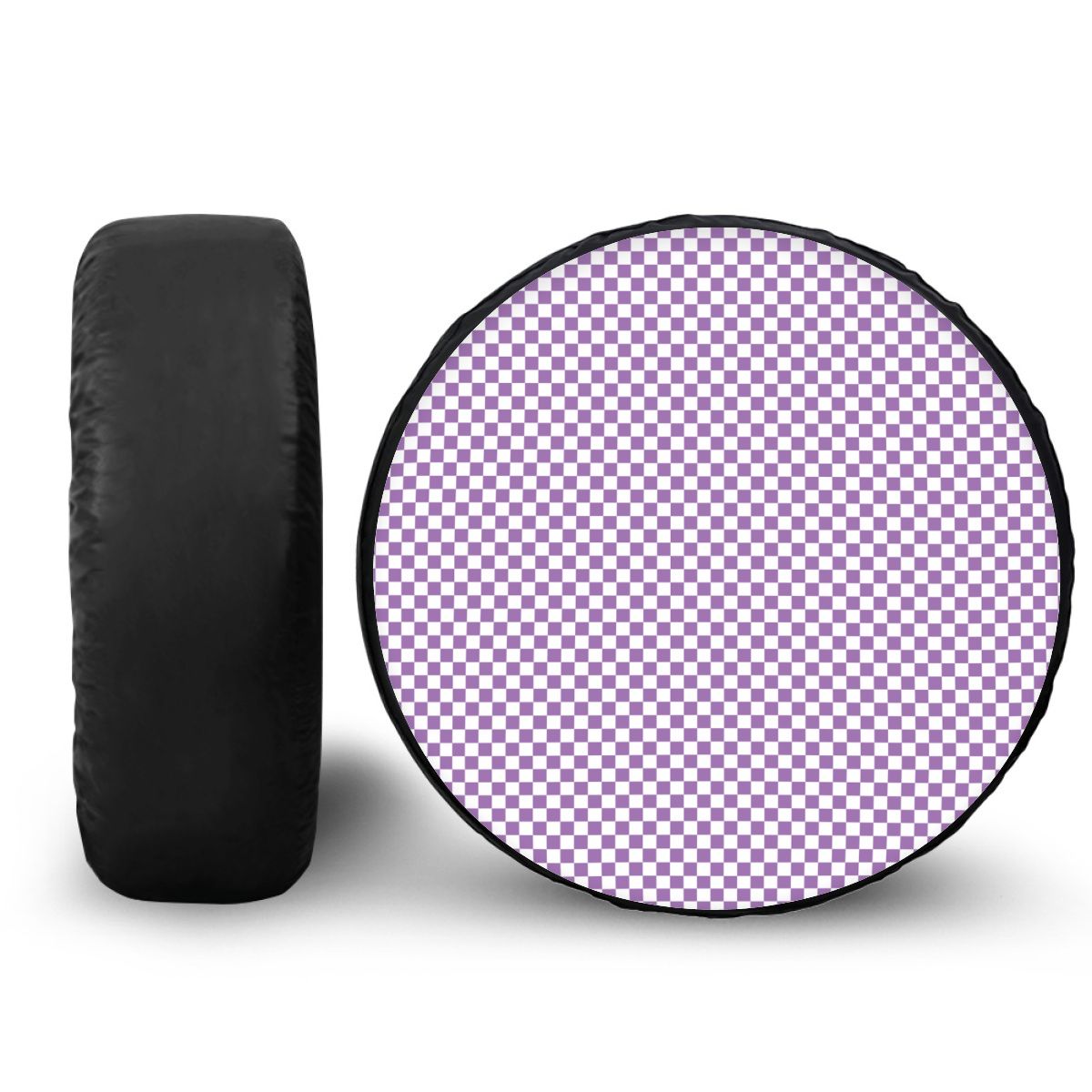 White & Purple Mini Checkered Spare Tire Cover