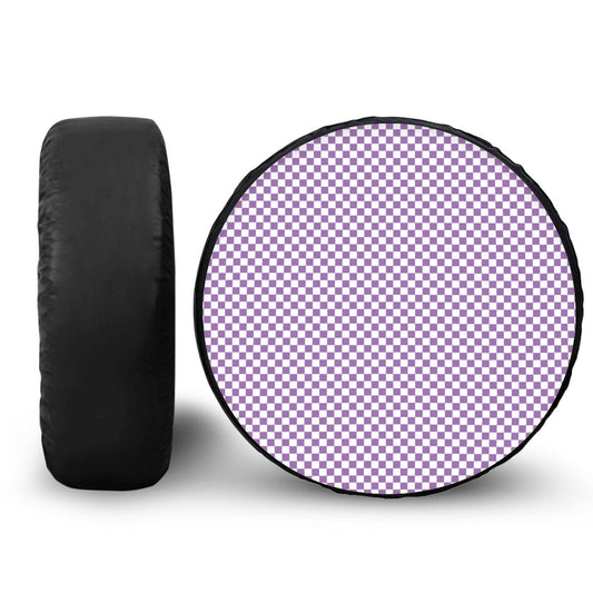 White & Purple Mini Checkered Spare Tire Cover