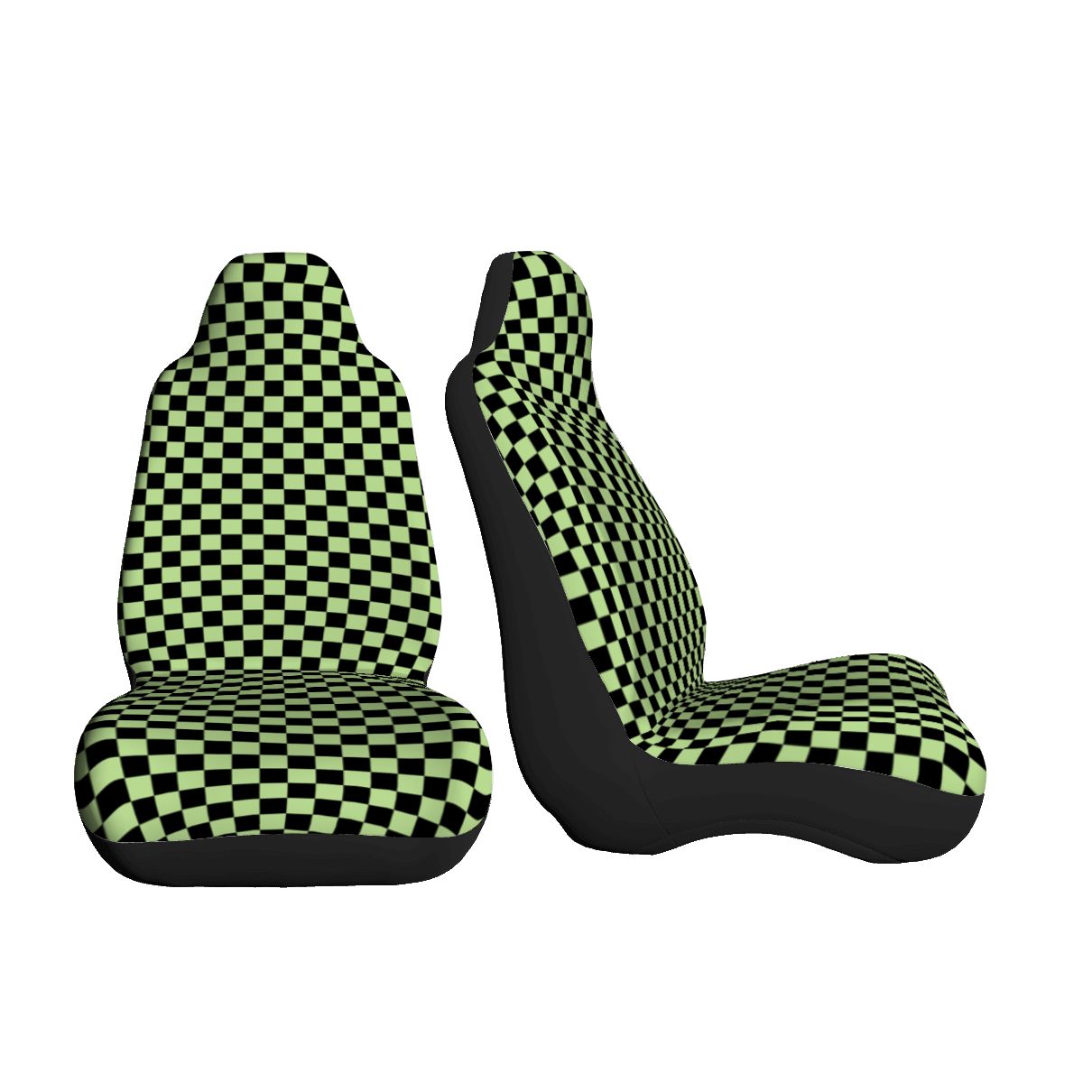Black & Green Checkered Car Seat Covers - Set of 2