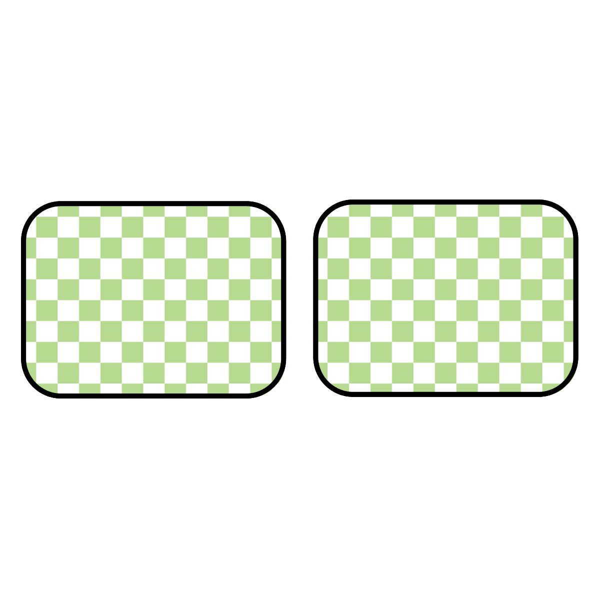 White & Green Checkered Car Mats - Set of 2 - Rear