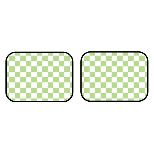 White & Green Checkered Car Mats - Set of 2 - Rear