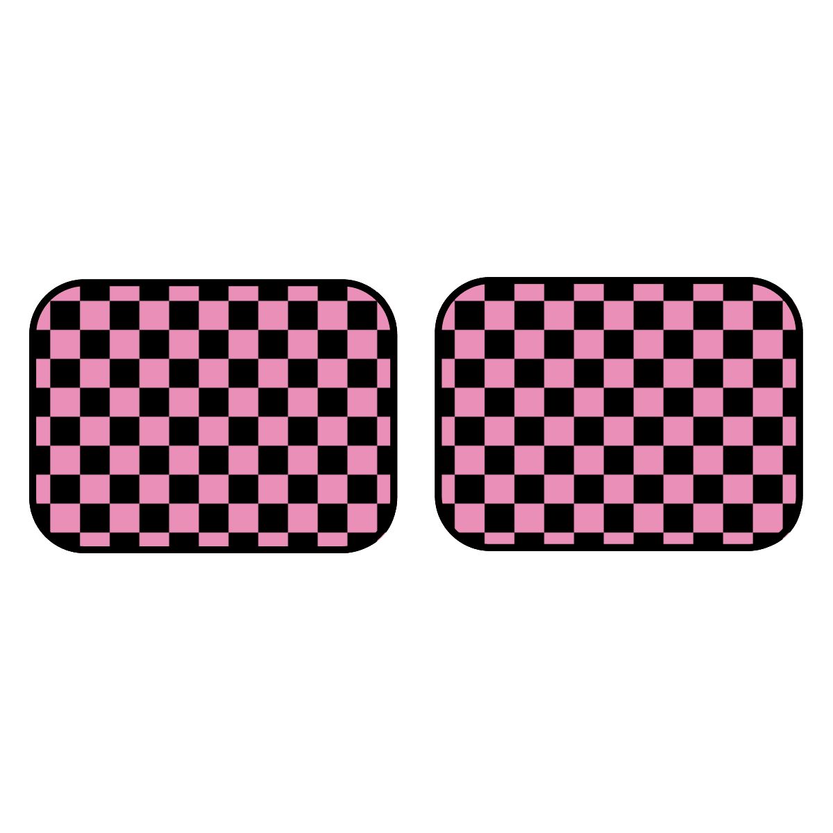 Black & Pink Checkered Car Mats - Set of 2 - Rear