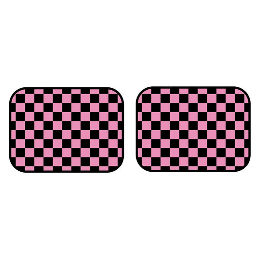 Black & Pink Checkered Car Mats - Set of 2 - Rear