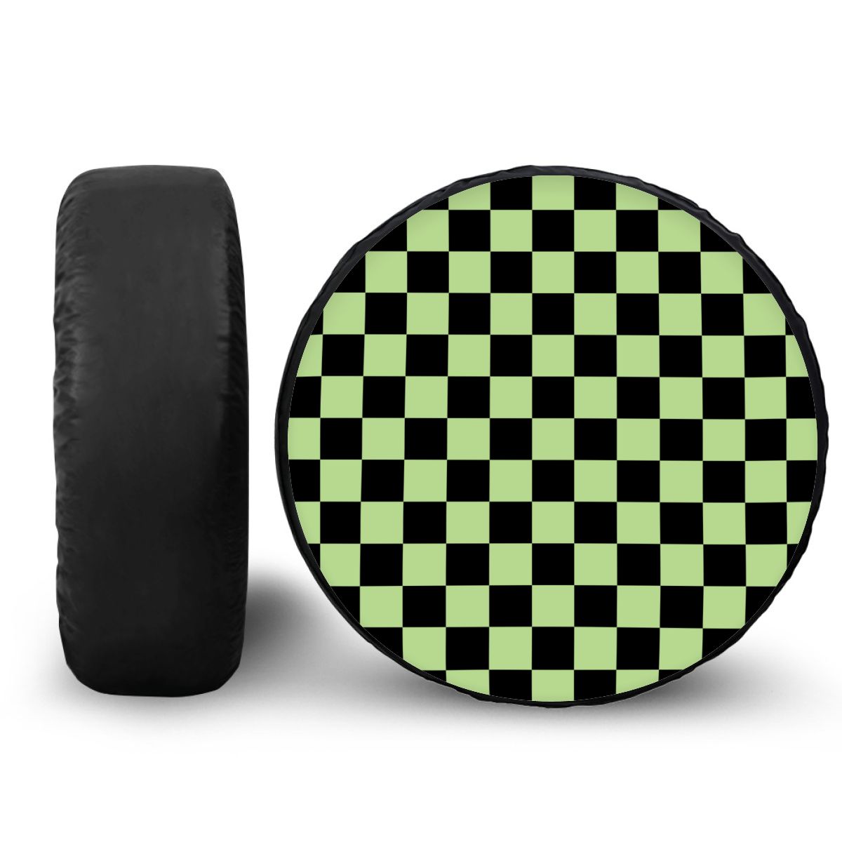 Black & Green Checkered Spare Tire Cover
