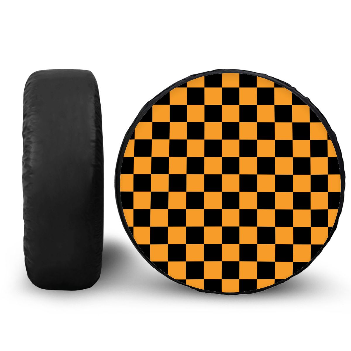 Black & Orange Checkered Spare Tire Cover
