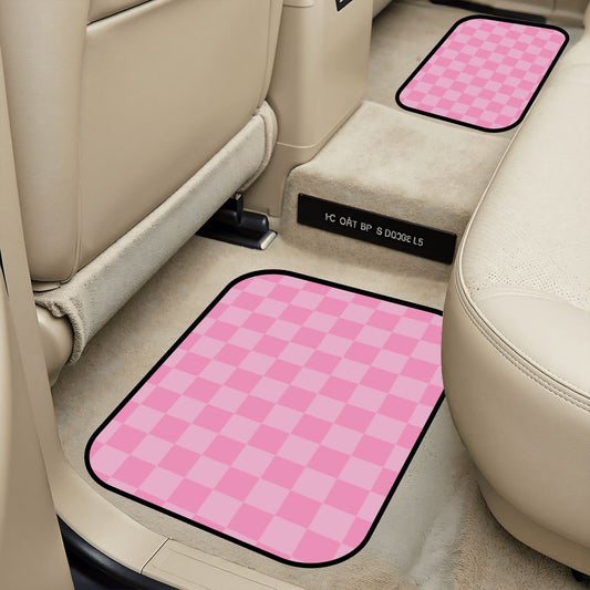 Pink Checkered Car Mats - Set of 2 - Rear