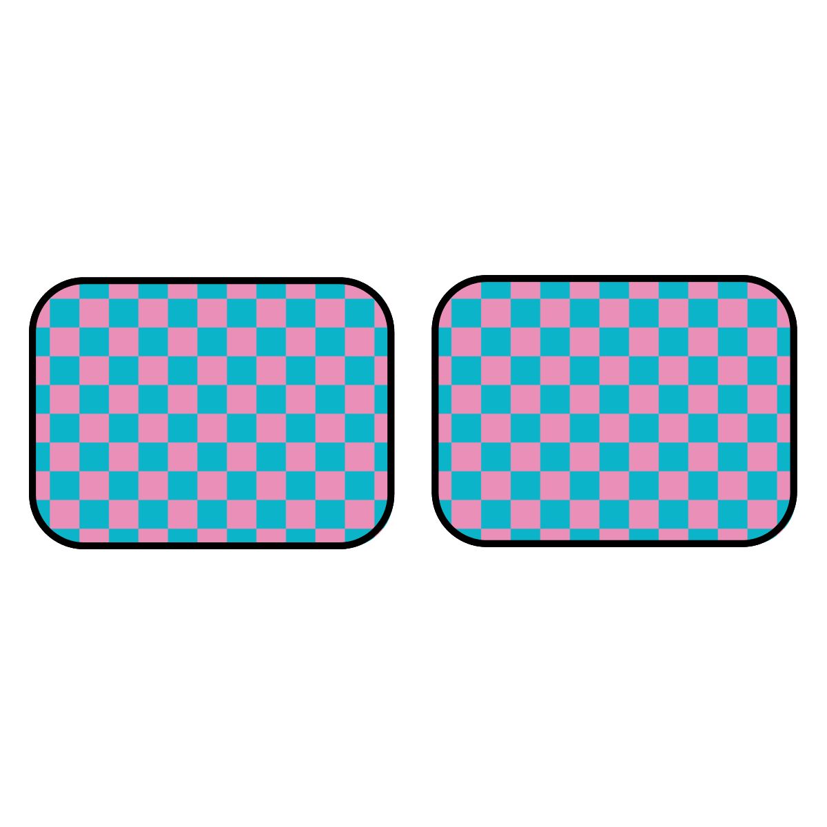 Pink & Blue Checkered Car Mats - Set of 2 - Rear