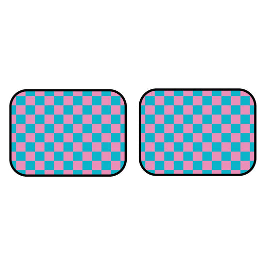 Pink & Blue Checkered Car Mats - Set of 2 - Rear