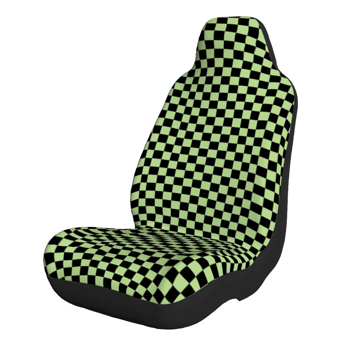 Black & Green Checkered Car Seat Covers - Set of 2