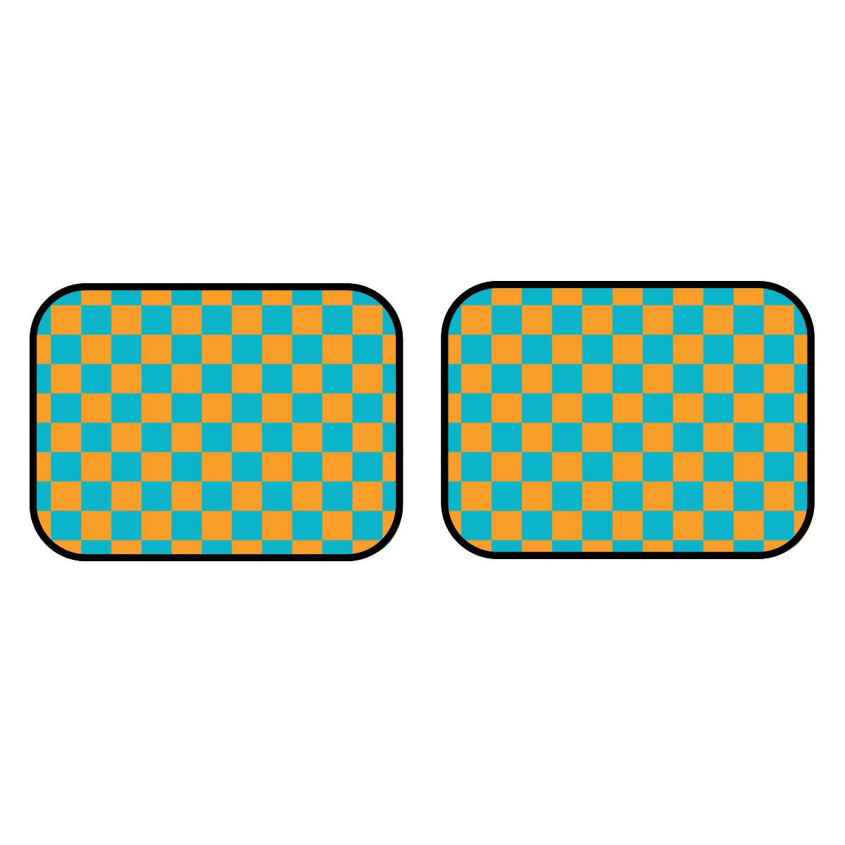 Blue & Orange Checkered Car Mats - Set of 2 - Rear