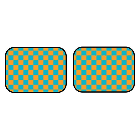 Blue & Orange Checkered Car Mats - Set of 2 - Rear