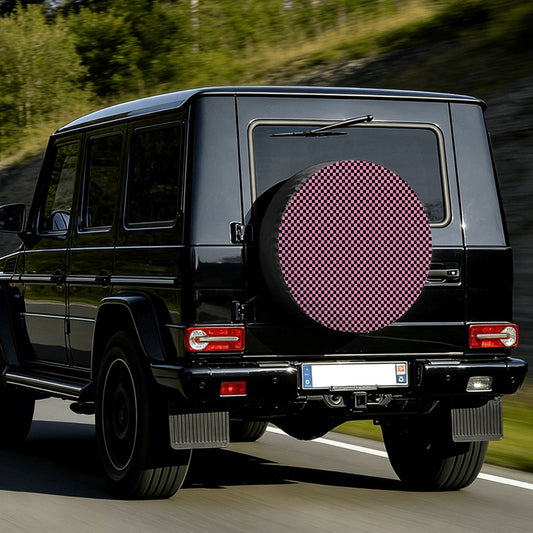 Black & Pink Mini Checkered Spare Tire Cover