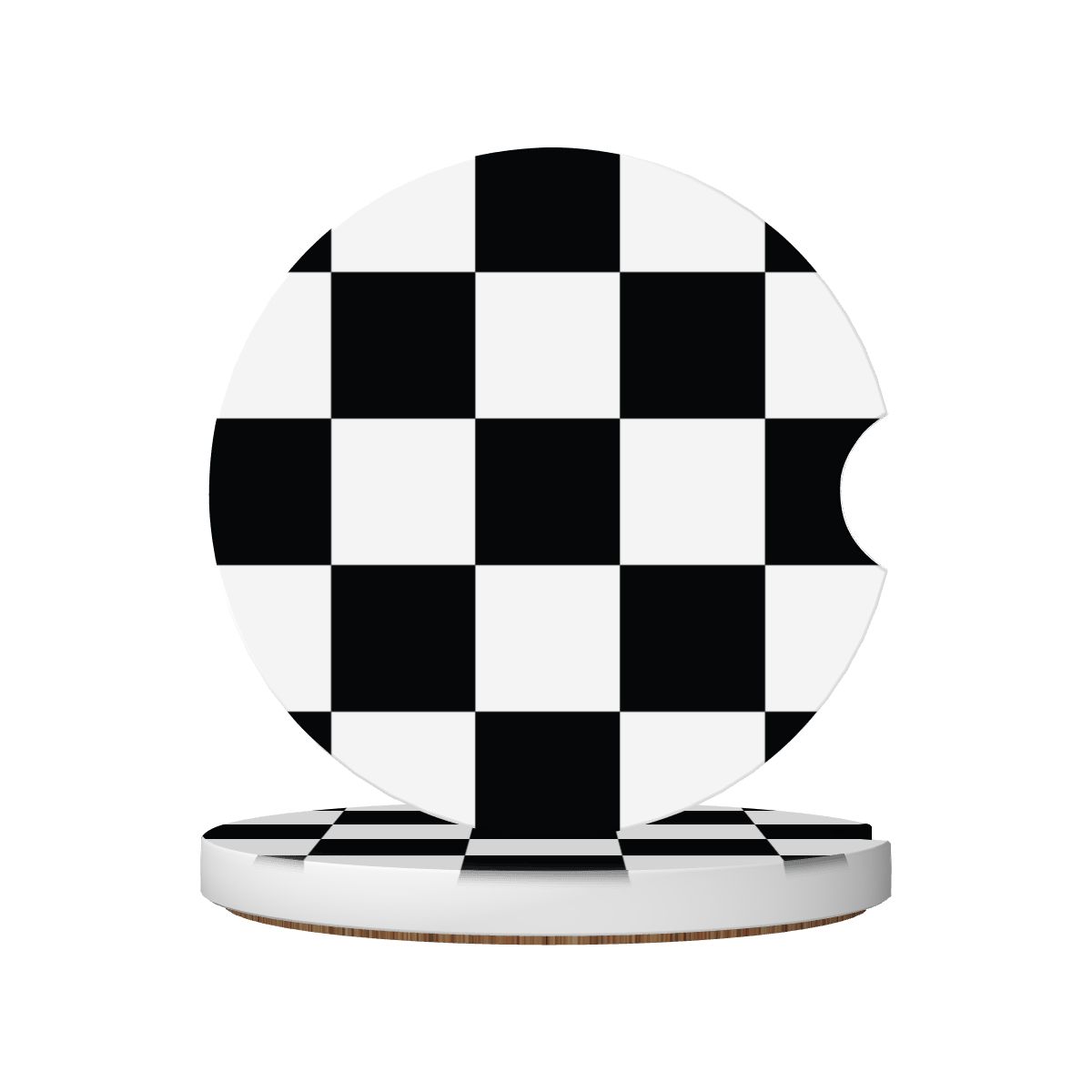 Black & White Checkered Ceramic Coasters - Set of 2