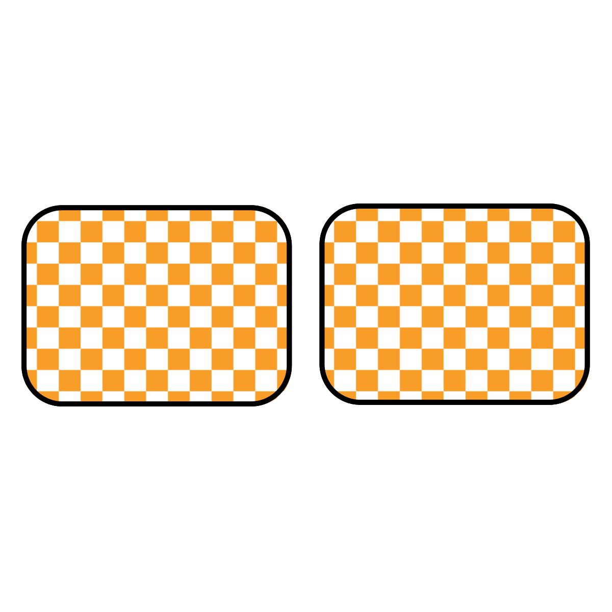 White & Orange Checkered Car Mats - Set of 2 - Rear