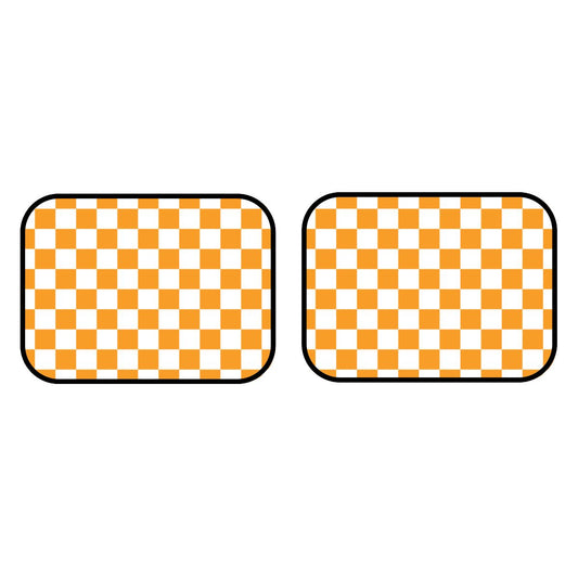 White & Orange Checkered Car Mats - Set of 2 - Rear